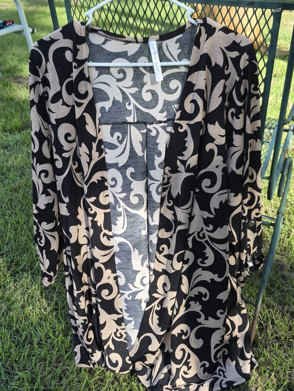 Dear Scarlet Black & Beige Patterned Open-Front Women’s Cardigan With Pockets